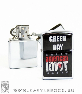 зажигалка цветная green day "american idiot" (черный фон)