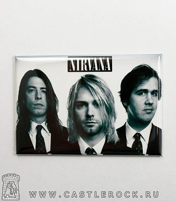 магнит прямоугольный nirvana (группа, ч/б)