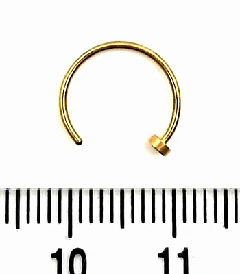 Кольцо для носа Сталь Разжимное Золотистое со Стопором 0,8 х 10