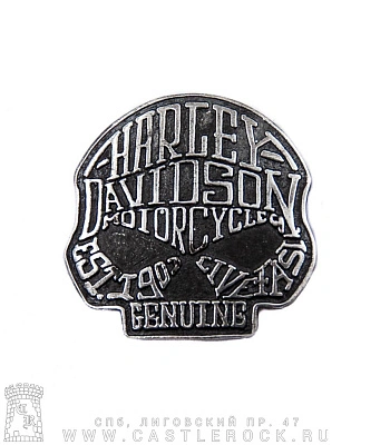 значок цанга harley-davidson "est. 1903. live fast genuine" (череп)