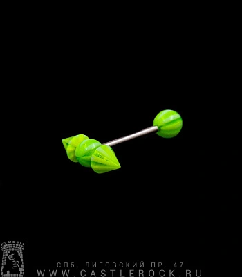 Штанга Сталь с Акриловыми Шариками и Конусами (полосатыми, зелеными) 1,6 х 16 х 6/20