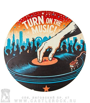 табличка turn on the music! (виниловая пластинка, круглая)