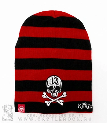 шапка с вышивкой княzz череп 13 (черно-красная)