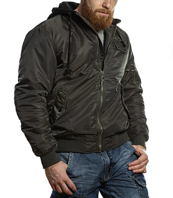 куртка пилот foersverd с капюшоном серо-зеленая (патч, бомбер) куртка пилот foersverd с капюшоном серо-зеленая (патч, бомбер)