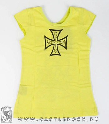 футболка детская addiction сердце череп роза "love to death" (желтая)