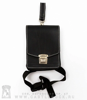 сумка на бедро черная (прострочка белая)
