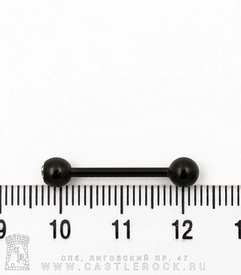 Штанга Сталь Черная с Шариками со Стразом (прозрачным) 1,6 х 16 х 5/5