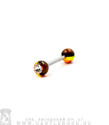 Штанга Сталь с Акриловыми Шариками со Стразом (полосатыми) 1,6 х 16 х 6/6