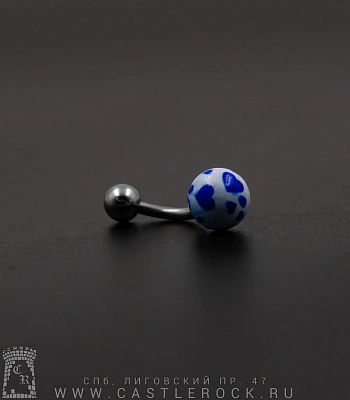 Банан Сталь с Шариками Сердечки (синие на белом) 1,6 х 10 х 5/8