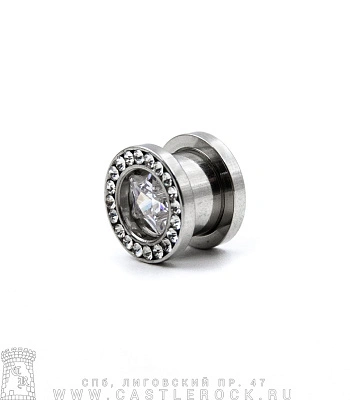 Плаг Сталь с Камнем Звезда (прозрачным) 10 мм