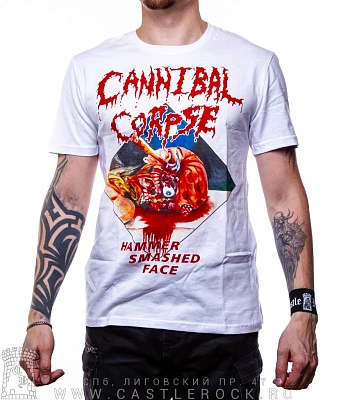 футболка cannibal corpse "hammer smashed face" (белая)