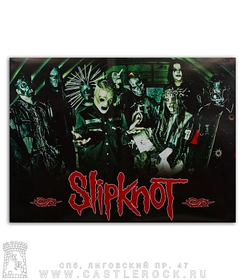 плакат slipknot (группа, надпись красная, горизонтальный)
