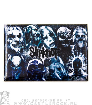 магнит прямоугольный slipknot (маски, синий)