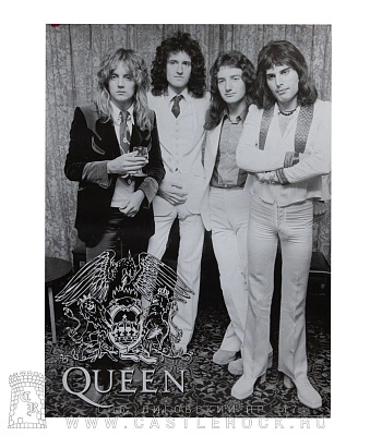 плакат queen (группа, ч/б, вертикальный)