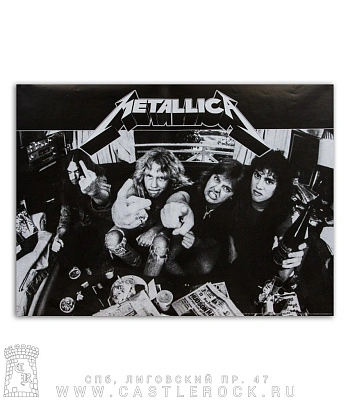плакат metallica (группа, ч/б)