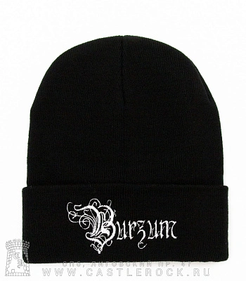 шапка с отворотом и вышивкой burzum