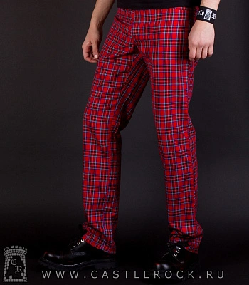 брюки клетка красная с синим (мелкая)