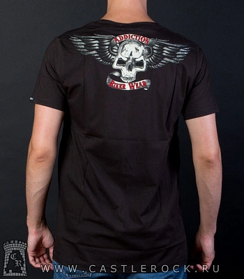 футболка addiction череп с крыльями "biker wear"
