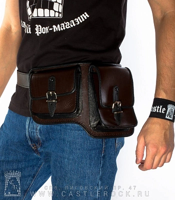 сумка на пояс коричневая (темная, левая)