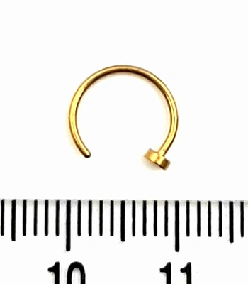 Кольцо для носа Сталь Разжимное Золотистое со Стопором 0,8 х 8