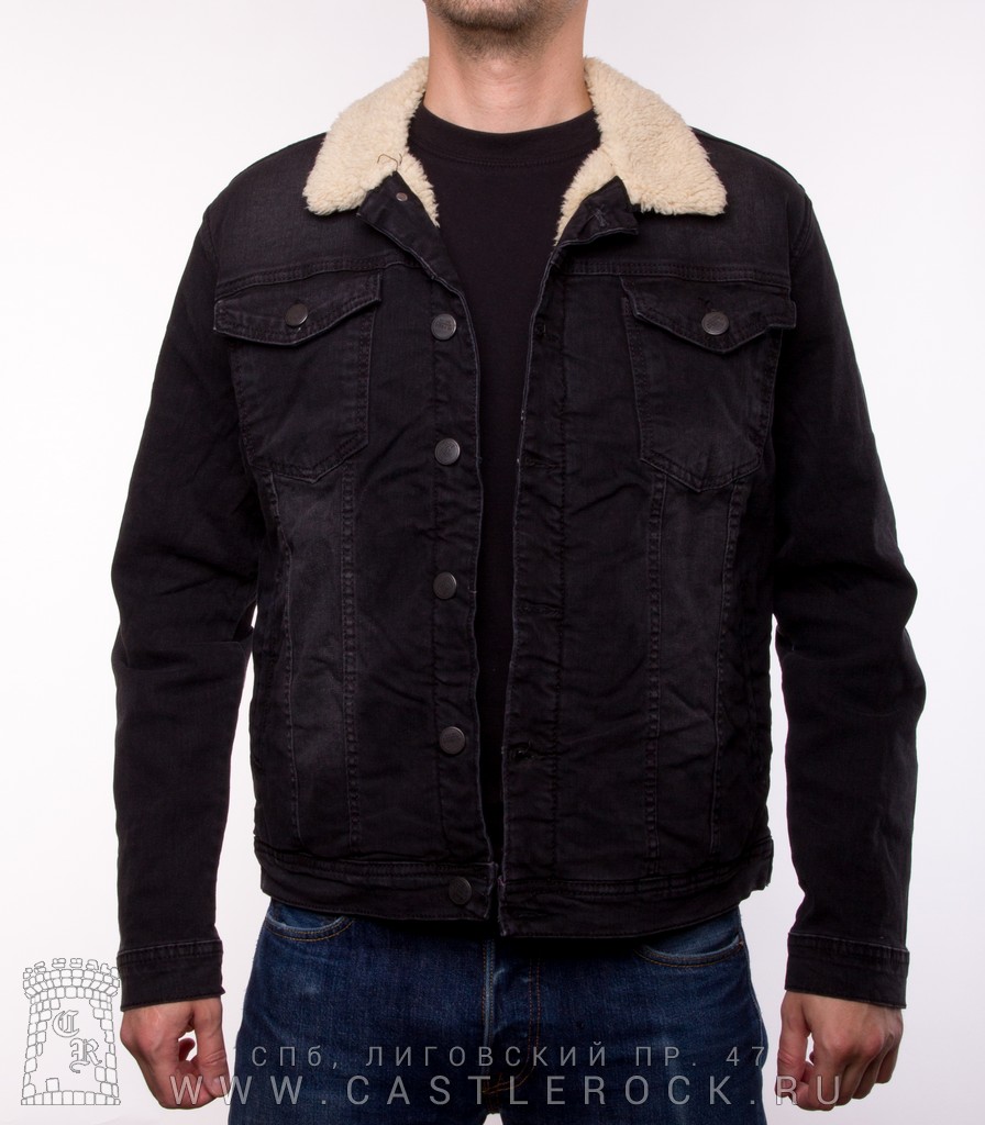 Куртка Джинсовая Черная Утепленная (белая подкладка) 2056 — Куртки —Рок-магазин атрибутики Castle Rock
