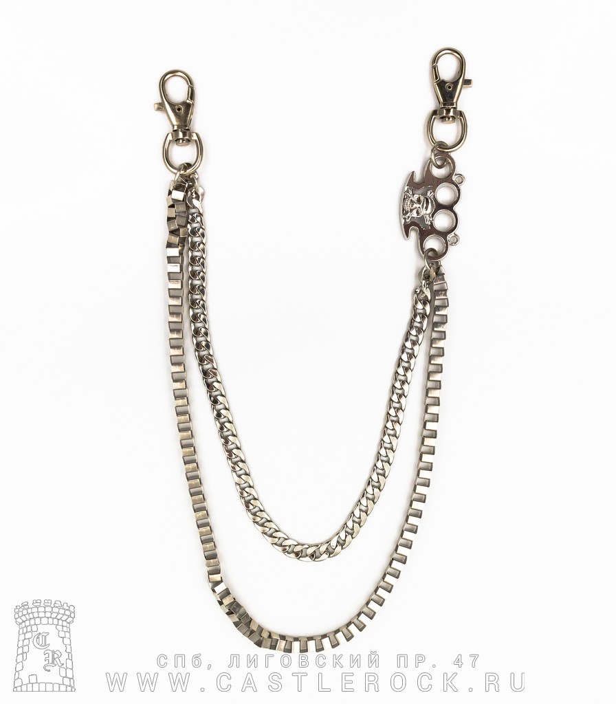 Двойная цепь с карабином Кастет (плетение якорное, панцирное) — Цепи ...