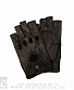перчатки кожаные женские обр/пал черные (перфорация, прострочка, на кнопке)