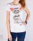 женская футболка лисичка фенек (белая, светится)