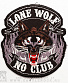 нашивка "lone wolf no club" (волк, вышивка)