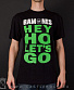 футболка ramones "hey ho let's go" (надпись зеленая)