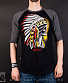футболка средний рукав liquor brand скелет индейца "chieftain"