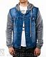 куртка джинсовая голубая с капюшоном (рукава футер) e705