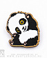 значок деревянный панда