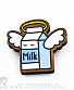 значок деревянный молоко "milk"
