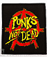 нашивка anarchy анархия punks not dead (лого, надпись желтая, вертикальная)