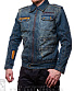 куртка джинсовая синяя (потертая, на молнии) b802#