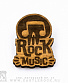 значок деревянный череп "rock music"