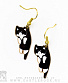 серьги котенок черно-белый (золотистые)
