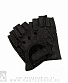 перчатки кожаные женские гловелетты черные (перфорация, на липучке)