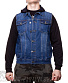куртка джинсовая синяя с капюшоном (рукава трикотаж) 7080#