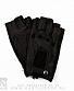 перчатки кожаные женские обр/пал черные (перфорация, шов наружу, на кнопке)