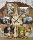 часы настенные деревянные старый город (мультирамка на 6 фото)